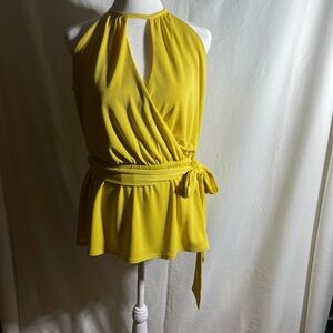 INC International Concepts Yellow Wrap Blouse